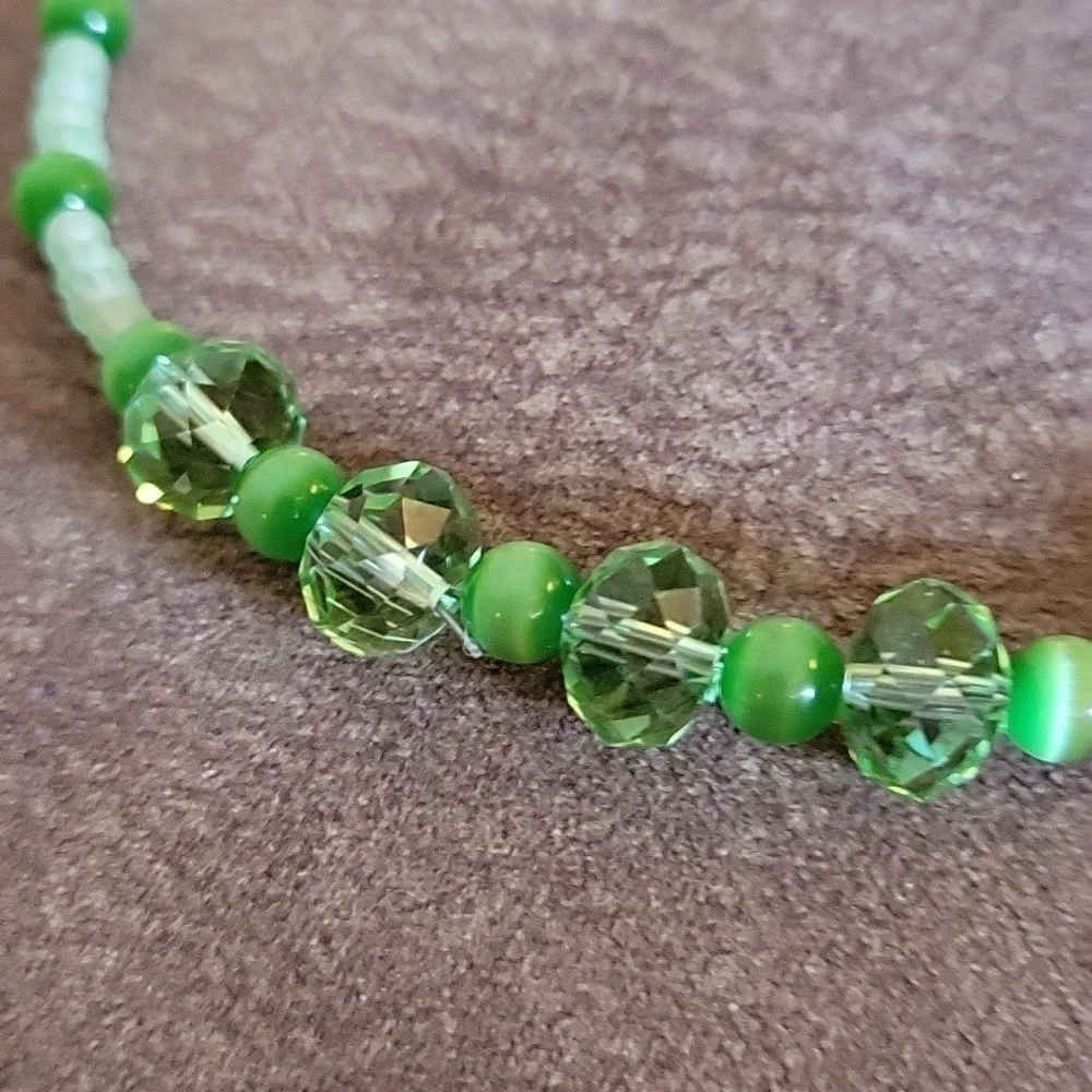 3/$30 HANDMADE Lime Fiber Optic Beaded Turtle Fetish Mermaidcore Necklace - Picture 4 of 8